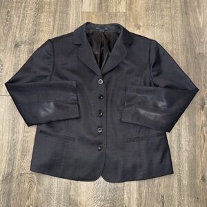 Gap Women's Size 14 Blazer Suit Jacket Career Work Office Solid Black Wool